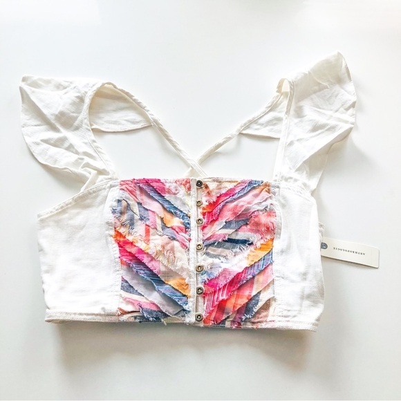 Pilcro Striped Ruffle Sleeve Button-Front Cami – Size Small NWT - Picture 4 of 14